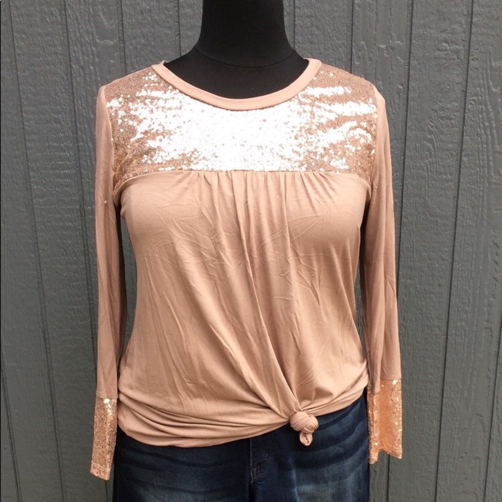 Mocha Sequin Top